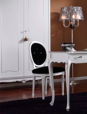 3620 SILLA, Lacado blanco silla, asiento acolchado, para el comedor
