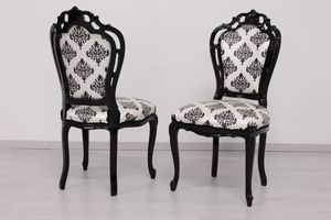 Black Damask, Negro lacado silla de madera, talladas a mano