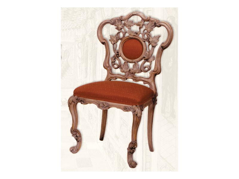 Chair art. Sari, Silla de madera con asiento acolchado, estilo Art Deco