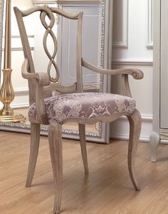 Live 4 silla con apoyabrazos, Silla con brazos en estilo clsico, en madera con asiento tapizado, para los comedores