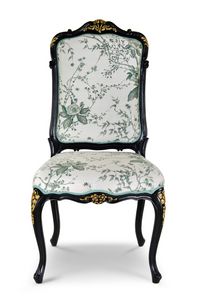 Silla 25-1051, Silla de comedor de madera, con asiento y respaldo acolchados.