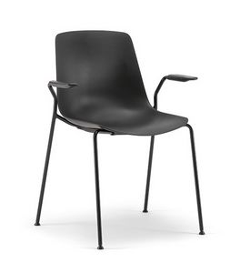 Java Plastic 02 P, Silla de 4 patas de metal, con reposabrazos, carcasa de plstico