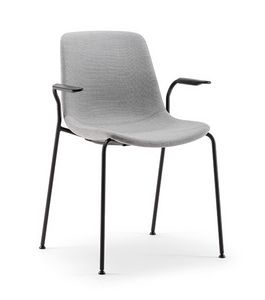 Java Soft 02 P, Silla de metal con reposabrazos, acolchada