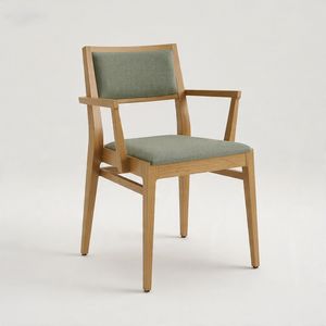 Marina sill�n acolchada, Silla de madera con reposabrazos, asiento y respaldo acolchados