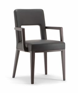 MONTREAL ARMCHAIR 024 SB, Silla de madera con reposabrazos, respaldo perforado