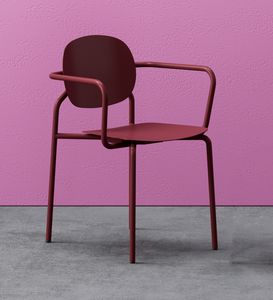 Olli, Silla con reposabrazos, en acero, apilable