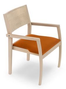Omega ARMS, Silla de madera con reposabrazos, asiento acolchado