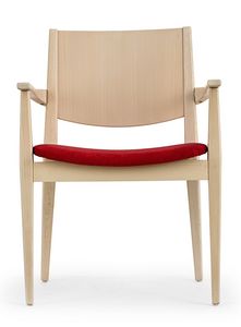 Rosa ARMS, Silla de madera con asiento acolchado, con reposabrazos
