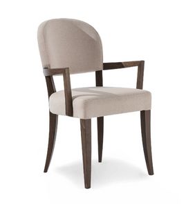 Squero P, Silla de madera con reposabrazos, asiento y respaldo tapizados