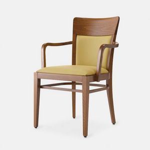 Rond 220 P poltrona, Silla de madera con reposabrazos, grande, generosa y acogedora.