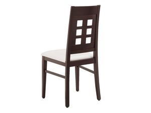 SE 490 / B, Silla de madera, asiento tapizado, respaldo con agujeros