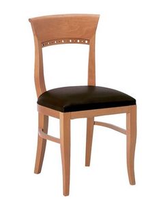 Atene S, Silla de madera con asiento acolchado con lneas clsicas
