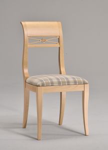 EVA silla 8016S, Silla con asiento tapizado, en madera de haya, patrn de tejido