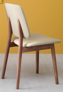 Luxy 610/612/614, Silla en madera de fresno, asiento y respaldo tapizado en piel sinttica