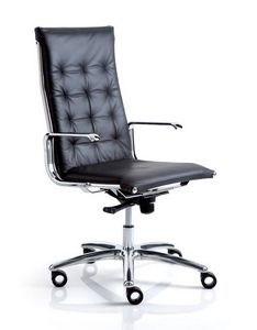 TAYLORD 11000, Silla de oficina con brazos cromados, tapizados en cuero