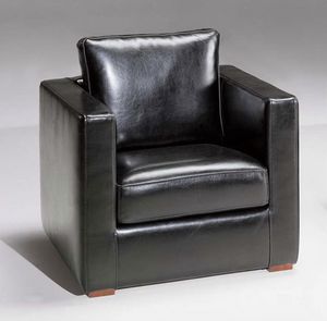 Creon, Silln cuadrado de cuero negro, de estilo clsico