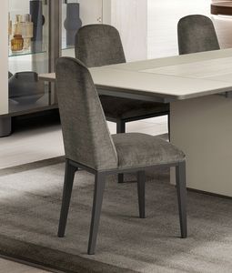 PERLA silla, Silla de comedor acolchada, con patas de madera