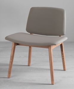 Luxy 604/606/608, Silla con asiento grande, en madera y cuero ecolgico