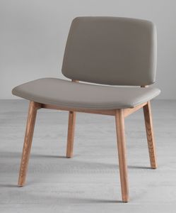 Luxy 604/606/608, Silla con asiento grande, en madera y cuero ecolgico