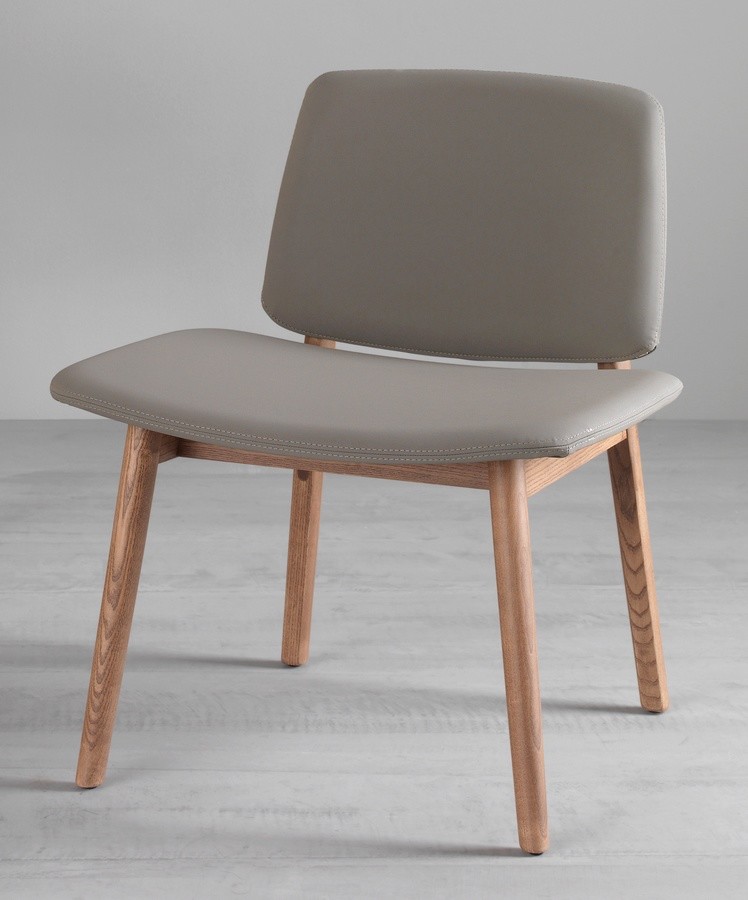 Treinta Opinión depositar Silla con asiento grande, en madera y cuero ecológico | IDFdesign