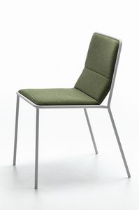 Tres, Silla moderna del metal con asiento tapizado, luz