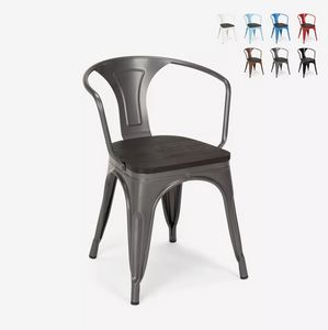 Sillas de diseo de metal de madera industrial estilo tolix cocinas de bar Steel Wood Arm SM9006WO, Silla de metal, con asiento de madera