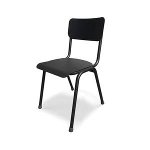 Zoe, Silla de metal con respaldo y asiento de madera contrachapada.