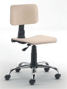 UF 349 - UF 349 Sgabello, Base de la silla de oficina, asiento y respaldo en madera de haya