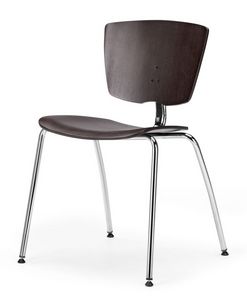 VEKTA 100, Silla apilable de metal y madera de haya