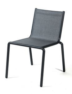 LIMA S, Silla de exterior apilable, en aluminio y textileno.