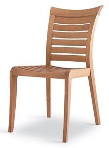Mirage silla, Silla de madera con listones horizontales, para exteriores
