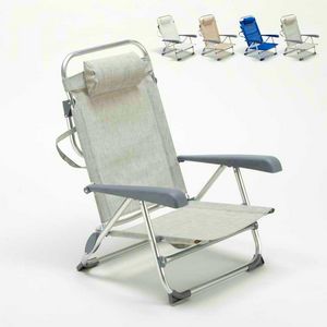 Silla de playa con reposapis plegable de aluminio mar pequeo GARGANO - GA800CSC, Silla de playa plegable con brazos