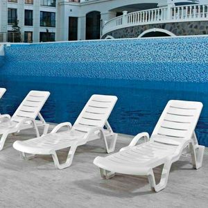 Piscinas profesionales de plstico para tomar el sol - RE100PLA20PZBI, Tumbonas de plstico con ruedas