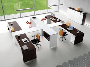 Atlante comp.6, Estaciones de trabajo modulares adaptados para oficinas operativas, en estilo moderno