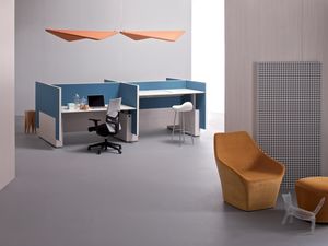 Evo Kubic Workstation, Composicin de escritorios, con paneles fonoabsorbentes