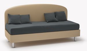 Art. 30693 Sof� cama individual con respaldo de piel sint�tica, Sof� de ecopiel ign�fugo, utilizable como cama individual.