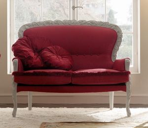 Belvedere 300 sof, Sof elegante en madera tallada a mano, cubierto con telas preciosas