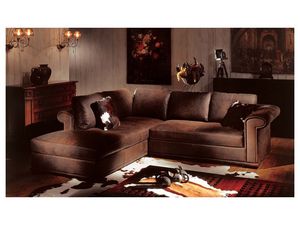 Luxor corner, Esquina sof cubierto de cuero, relleno de plumas