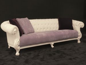 Queen sof de 4 plazas tela, Gran sof, estilo nuevo barroco, lacada en blanco