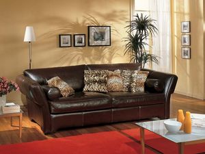 Shine Sofa, Sofá tapizado en cuero marrón, para la sala