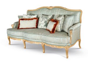 Sof� 25-1040, Sof� de estilo cl�sico con base tallada, acabado dorado.