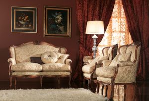 Renoir sofá, Sofá clásico, con estructura de madera tallada a mano.