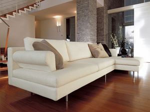 Brera corner, Sofá moderno con la península, pies cromados, para sala de estar