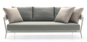 Aikana 203B sof de 3 plazas, Sof en aluminio, con cojines tapizados, para al aire libre