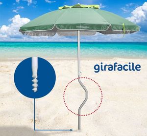 Sombrilla de playa patentada Girafacile  GF20ALUV, Sombrilla con broca para facilitar el atornillado