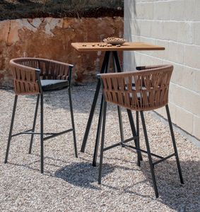 FRIDA SG, Taburete de exterior de aluminio con tejido de goma.