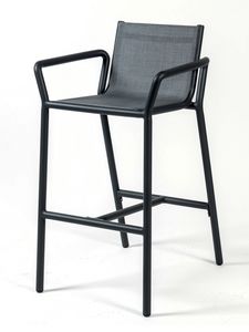 LIMA SG, Taburete con reposabrazos, en aluminio y textileno.