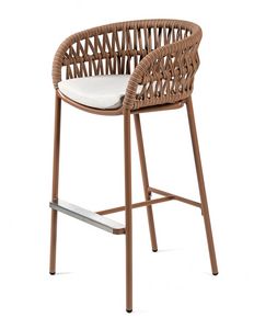 TROPICAL SG, Taburete de exterior en aluminio y cuerda.