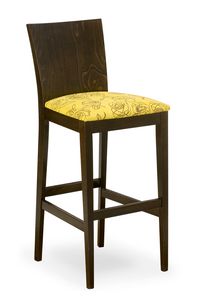 Sirio stool, Taburete en madera con asiento tapizado