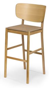 Viky straw stool, Taburete en madera con asiento de paja